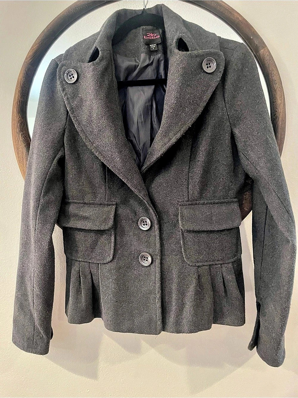 bebe Pea Coat Gray Small Like New